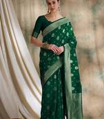 Women's Green art silk saree with modern weave
