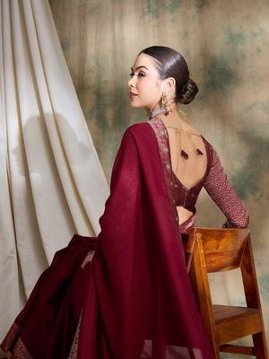 Maroon color woven saree 2