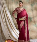 Maroon color woven saree