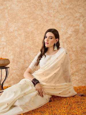 Radiant White weaving vichitra saree for women 2