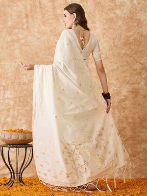 Radiant White weaving vichitra saree for women 4