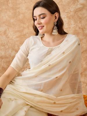 Radiant White weaving vichitra saree for women 5