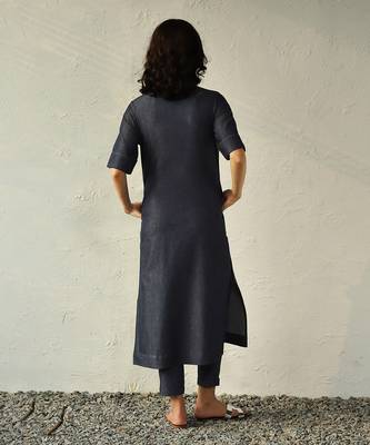 Navy blue cotton denim jetblue denim shirt tunic set 5