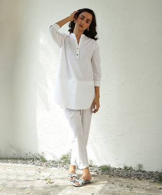 White poplin gulmarg kurta set 1