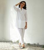 White poplin gulmarg kurta set