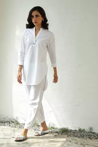 White poplin gulmarg kurta set