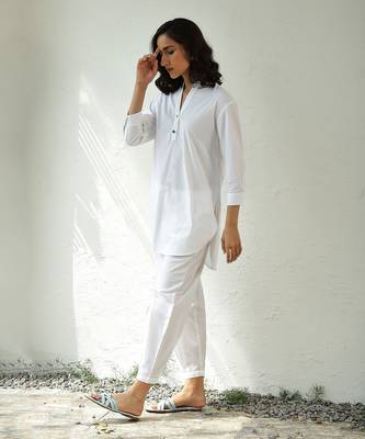 White poplin gulmarg kurta set 3