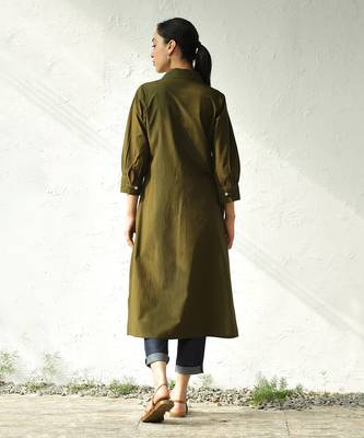 Olive green poplin forest green tunic 4