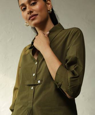 Olive green poplin forest green tunic co-ord 5