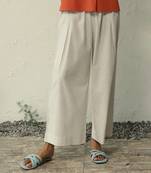 White khadi confetti pleated pants