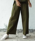 Olive green poplin verde pleated pants