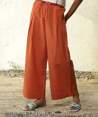 Orange poplin crimson pleated pants 5