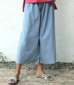 Light blue cotton denim sip of bliss flared pants