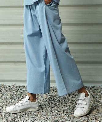 Light blue cotton denim sip of bliss flared pants 3