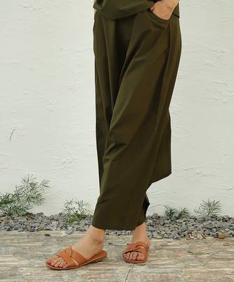 Olive green poplin dark olive harem pants 1