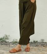 Olive green poplin dark olive harem pants