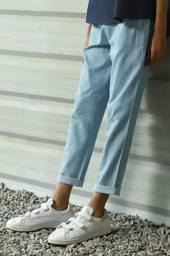 Light blue cotton denim sky light straight pants