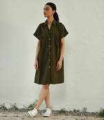 Green poplin green backpackers dress