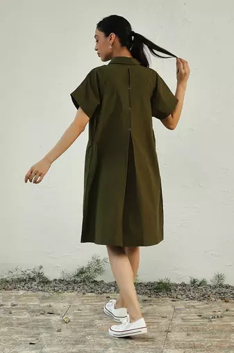 Green poplin green backpackers dress