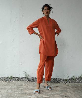 Orange poplin georgia orange co-ord set 1