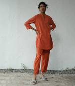 Orange poplin georgia orange co-ord set