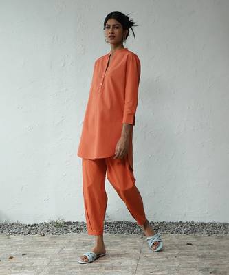 Orange poplin georgia orange co-ord set 2