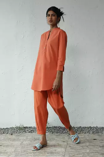 Orange poplin georgia orange co-ord set