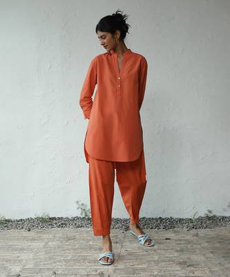 Orange poplin georgia orange co-ord set 3