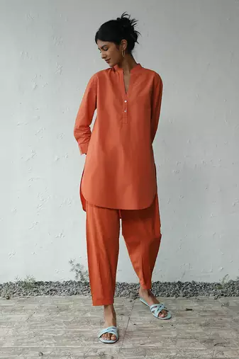 Orange poplin georgia orange co-ord set