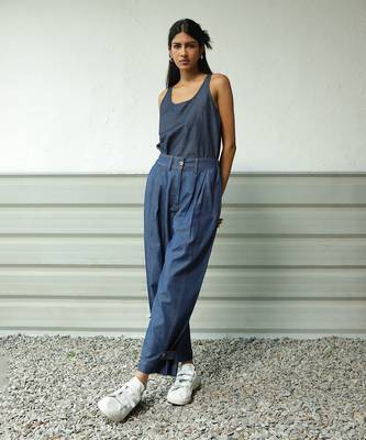 Navy blue cotton denim denim date duo 1