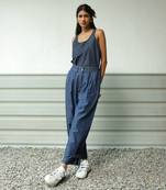 Navy blue cotton denim denim date duo