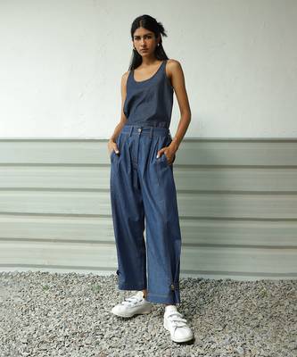 Navy blue cotton denim denim date duo 2