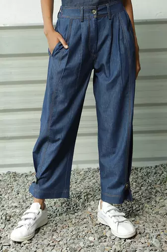 Navy blue cotton denim denim date duo