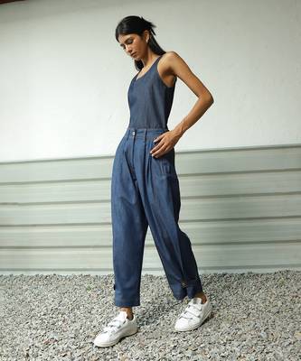Navy blue cotton denim denim date duo 5