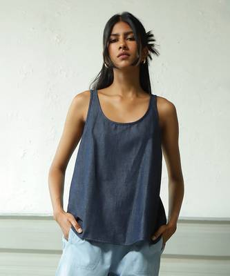 Navy blue and light blue cotton denim wayfinder denim set 4