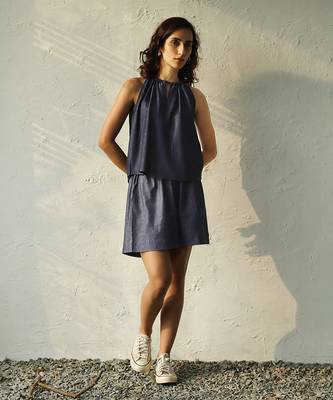 Navy blue cotton denim roadster co-ord set 1