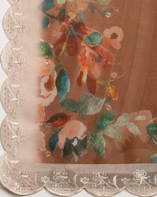 Digital Floral Motif Print Orgenza Silk Embroadery Sequnce Work Traditional Dupatta Wear on Kurti For Women and Girls 6