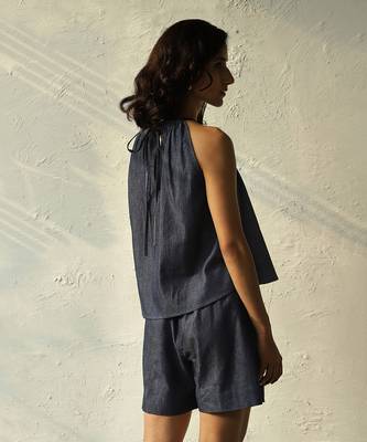 Navy blue cotton denim roadster co-ord set 4