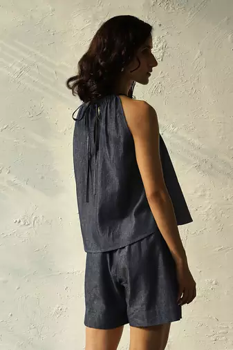 Navy blue cotton denim roadster co-ord set