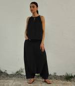 Black poplin roadster tie up black top