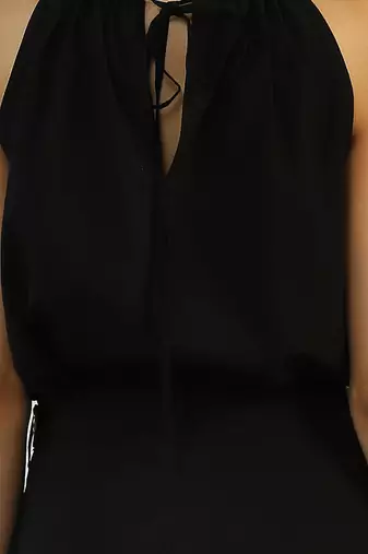 Black poplin roadster tie up black top