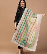 Digital Floral Motif Print Orgenza Silk Embroadery Sequnce Work Traditional Dupatta Wear on Kurti For Women and Girls