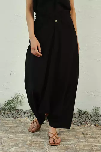 Black poplin black ultra gathered co-ord set
