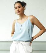 Light blue cotton denim wayfarer denim top