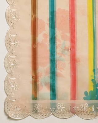 Digital Floral Motif Print Orgenza Silk Embroadery Sequnce Work Traditional Dupatta Wear on Kurti For Women and Girls 8