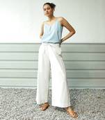 Light blue and white cotton denim wanderer travel set