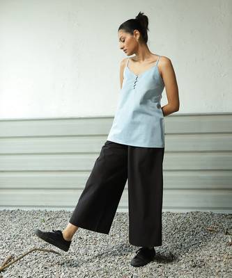 Light blue and black cotton denim poplin wayfarer match set 1