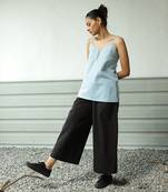 Light blue and black cotton denim poplin wayfarer match set