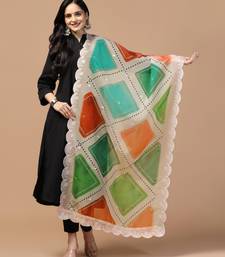 Digital Floral Motif Print Orgenza Silk Embroadery Sequnce Work Traditional Dupatta Wear on Kurti For Women and Girls