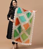 Digital Floral Motif Print Orgenza Silk Embroadery Sequnce Work Traditional Dupatta Wear on Kurti For Women and Girls